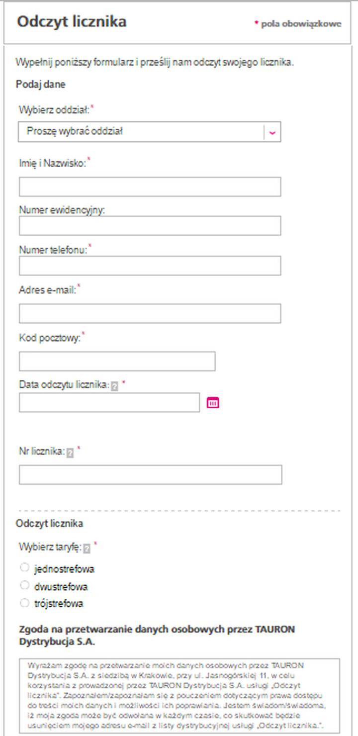 Błędy przy zgłaszaniu licznika