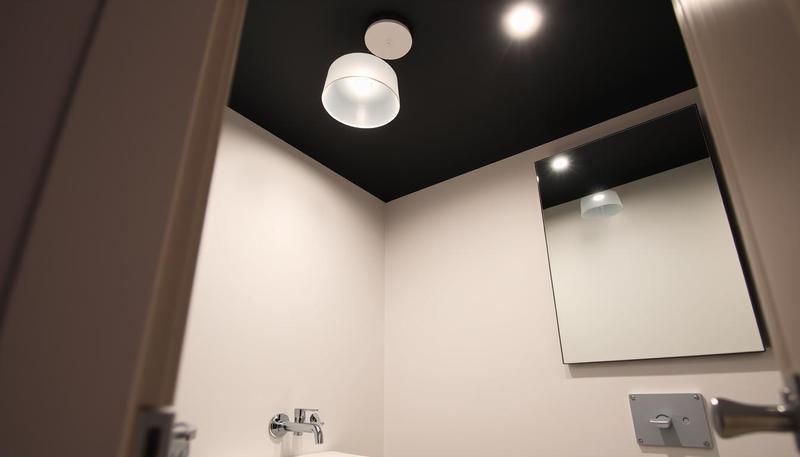 Ciemny sufit w stylu minimalistycznym i skandynawskim